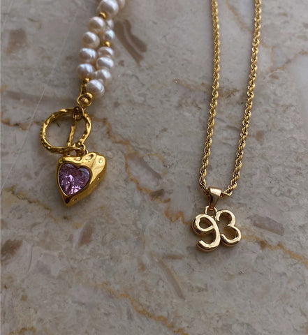 Purple pearl heart necklace